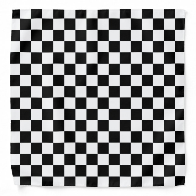 Black and white checkerboard pattern  bandana (Front)