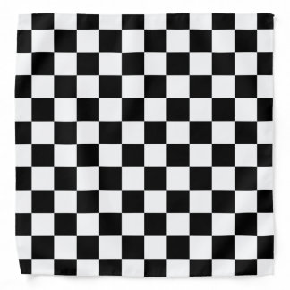 Black and White Checkerboard Pattern Bandana