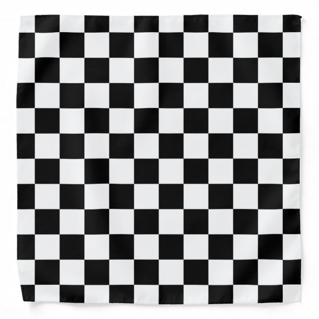 Black and White Checkerboard Pattern Bandana (Front)