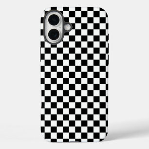 Black and white checkerboard pattern iPhone 16 plus case