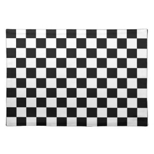 Black and white checkerboard pattern  cloth placemat