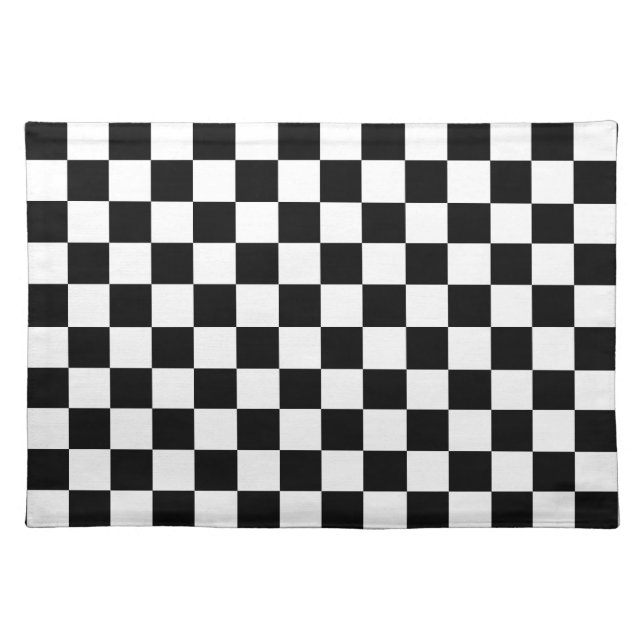 Black and white checkerboard pattern  cloth placemat (Front)