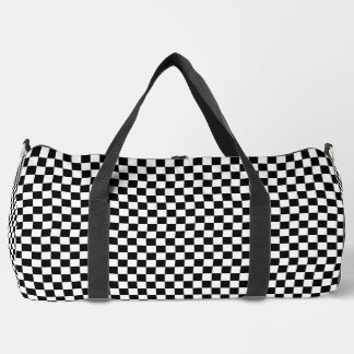 Black and White Checkerboard Pattern Duffle Bag