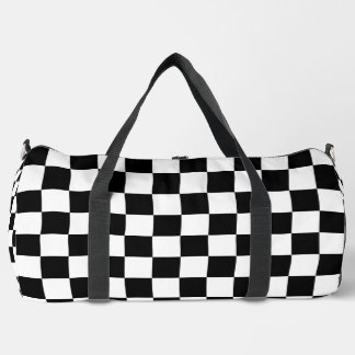 Black and White Checkerboard Pattern Duffle Bag