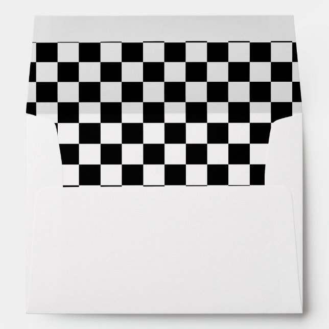 Black and White Checkerboard Pattern Envelope (Back (Bottom))
