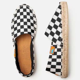 Black and White Checkerboard Pattern Espadrilles