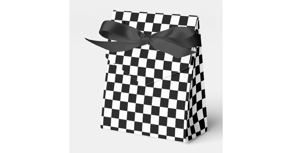 Black and White Checkerboard Pattern Favor Boxes | Zazzle