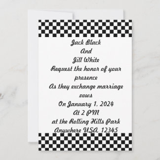 Black and White Checkerboard Pattern Invitation
