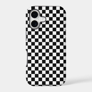 Black and white checkerboard pattern iPhone 17 case