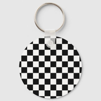 Black and White Checkerboard Pattern Keychain