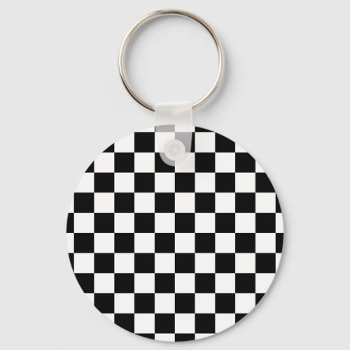 Black and White Checkerboard Pattern Keychain