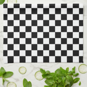 Black and white checkerboard pattern kitchen towel