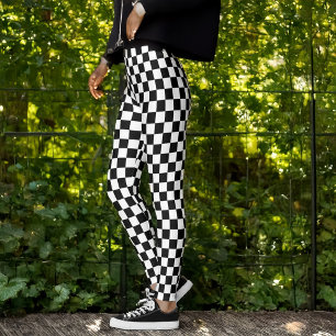 Black and White Checkerboard Pattern Leggings