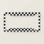 Black and White Checkerboard Pattern License Plate Frame