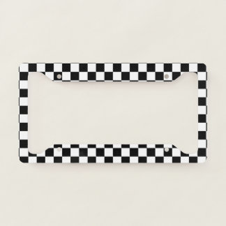 Black and White Checkerboard Pattern License Plate Frame