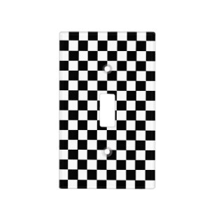 Black and White Checkerboard Pattern Light Switch Cover