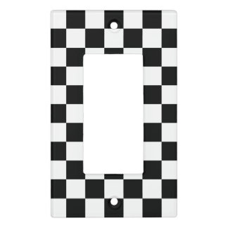 Black and White Checkerboard Pattern Light Switch Cover