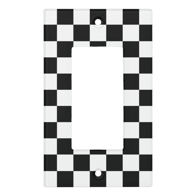 Black and White Checkerboard Pattern Light Switch Cover (Front)