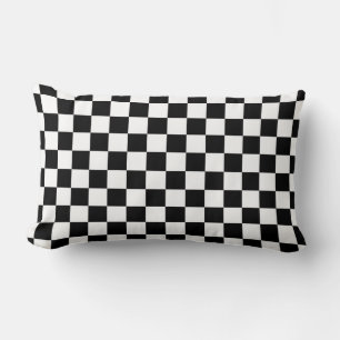 Black and white checkerboard pattern lumbar pillow