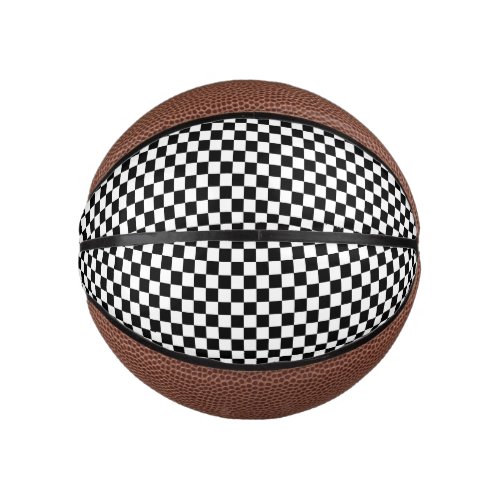 Black and White Checkerboard Pattern Mini Basketball