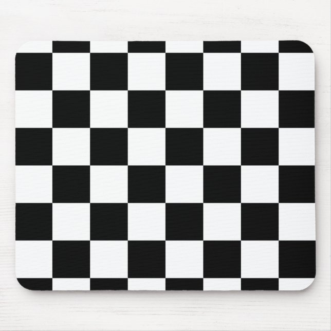 Black and White Checkerboard Pattern Mouse Pad (Front)