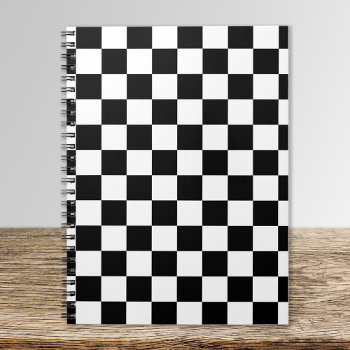 Black And White Checkerboard Pattern Notebook by designs4you at Zazzle
