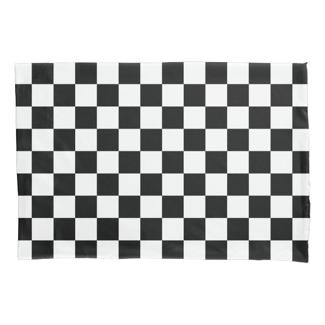 Black and white checkerboard pattern  pillow case (Front-Left)