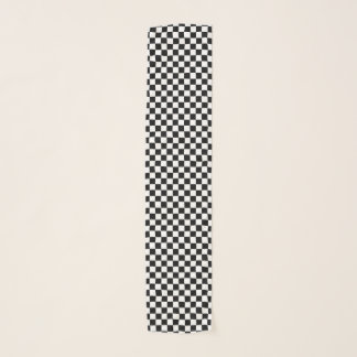 Black and White Checkerboard Pattern Scarf