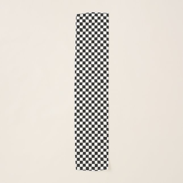 Black and White Checkerboard Pattern Scarf (Front)