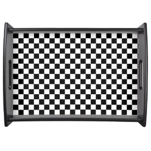 Black and white checkerboard pattern serving tray