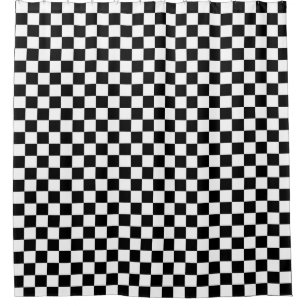 Black and white checkerboard pattern  shower curtain