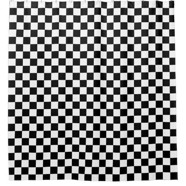 Black and white checkerboard pattern  shower curtain (Front)
