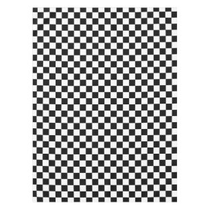 Black and white checkerboard pattern tablecloth