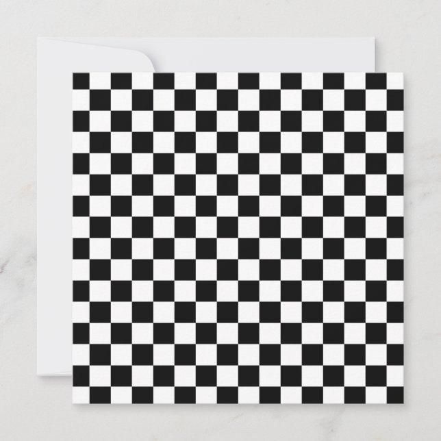 Black and white checkerboard pattern  thank you card (Front)