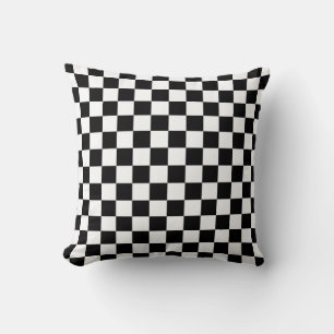 Black and white checkerboard pattern throw pillow