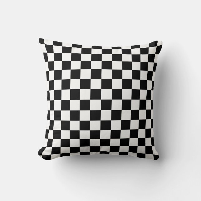 Black and white checkerboard pattern  throw pillow (Front)