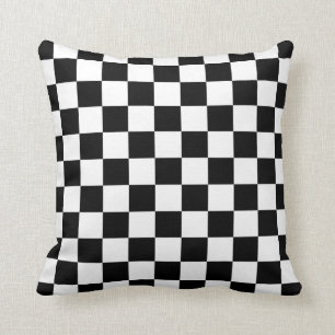 Black and White Checkerboard Pattern Throw Pillow