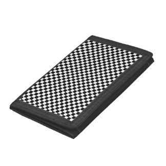 Black and White Checkerboard Pattern Trifold Wallet