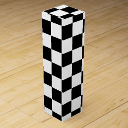 Black and White Checkerboard Pattern Wine Box