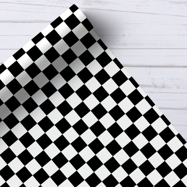 Black and White Checkerboard Pattern Wrapping Paper (Creator Uploaded)