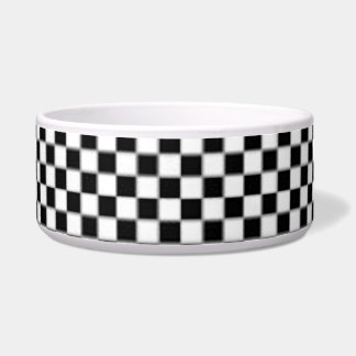 Black and White Checkerboard Pet Bowl