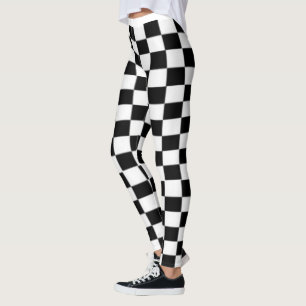 black and white checkerboard print leggings