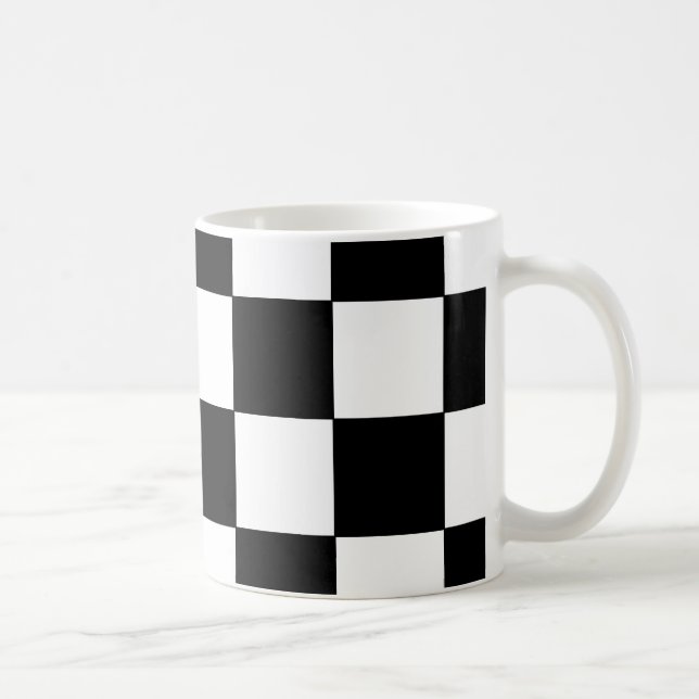 Black and White Checkerboard Retro Hipster Coffee Mug (Right)