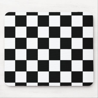Black and White Checkerboard Retro Hipster Mouse Pad