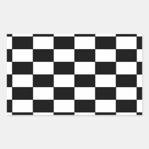 Black and White Checkerboard Retro Hipster Rectangular Sticker