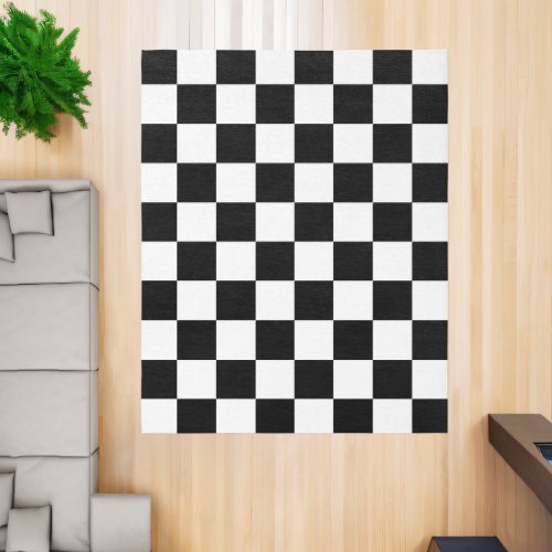 Black and White Checkerboard Rug