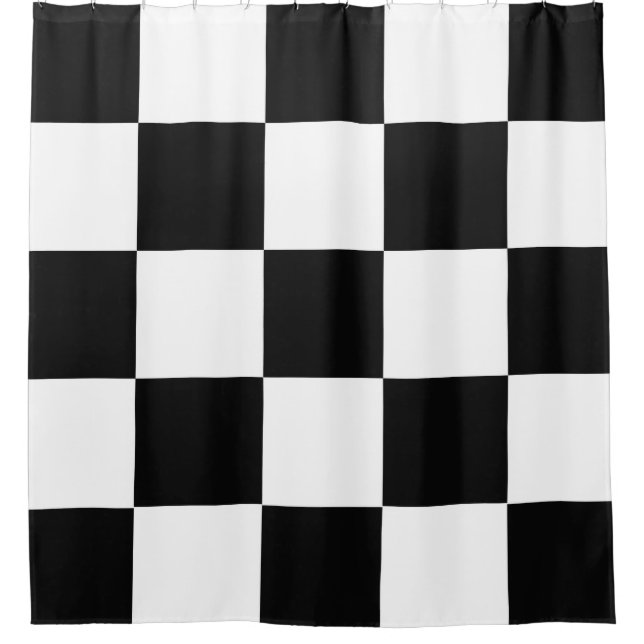 Black And White Checkerboard Shower Curtain (Front)