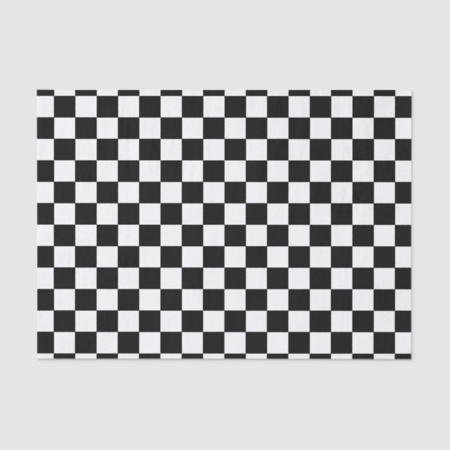 Black and White Checkerboard Squares Tissue Paper (Front)
