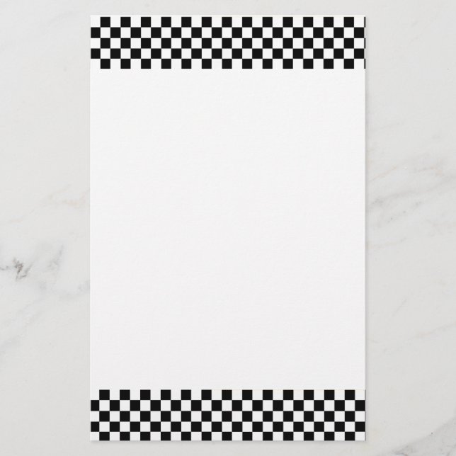 Black and White Checkerboard Stationery (Front)