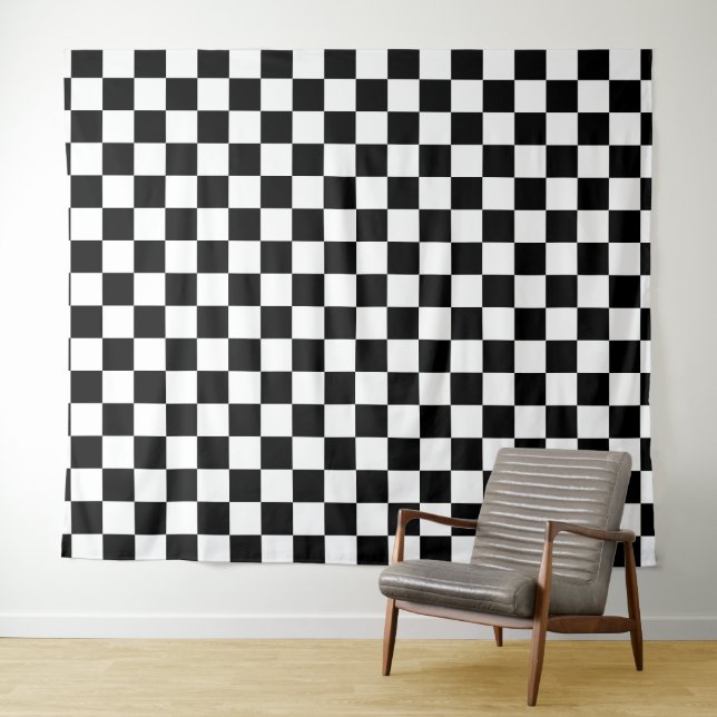 Black and White Checkerboard Tapestry (In Situ (Horizontal))